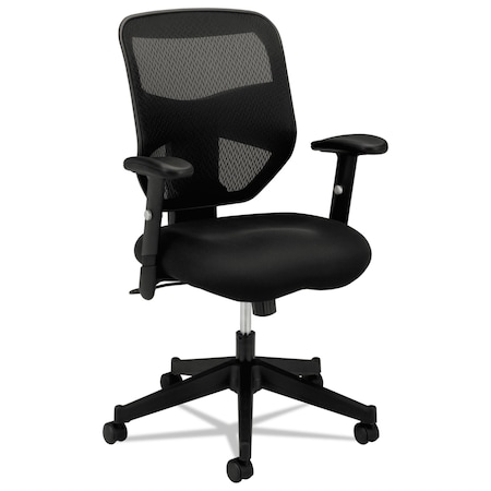 Hon Basyx Task Chair Chair, Mesh, Hi-Back, Black, Adjustable Arms, Mesh, Black VL531MM10